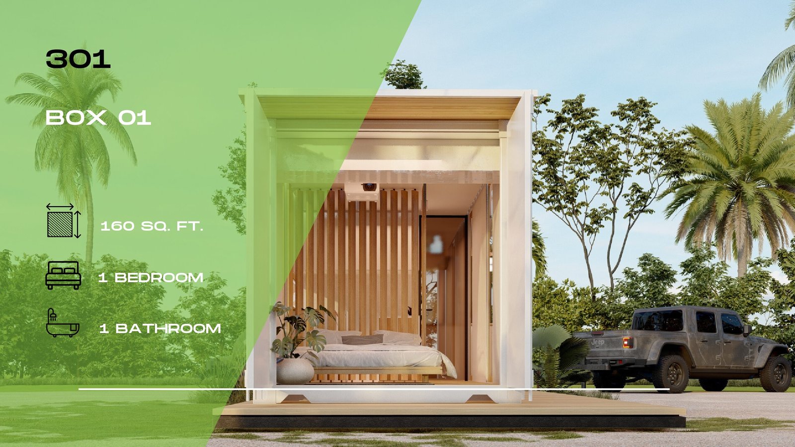 301 – Box 01, 1 Bed 1 Bath, 1 x 20 ft, 15 m² (Container Home)