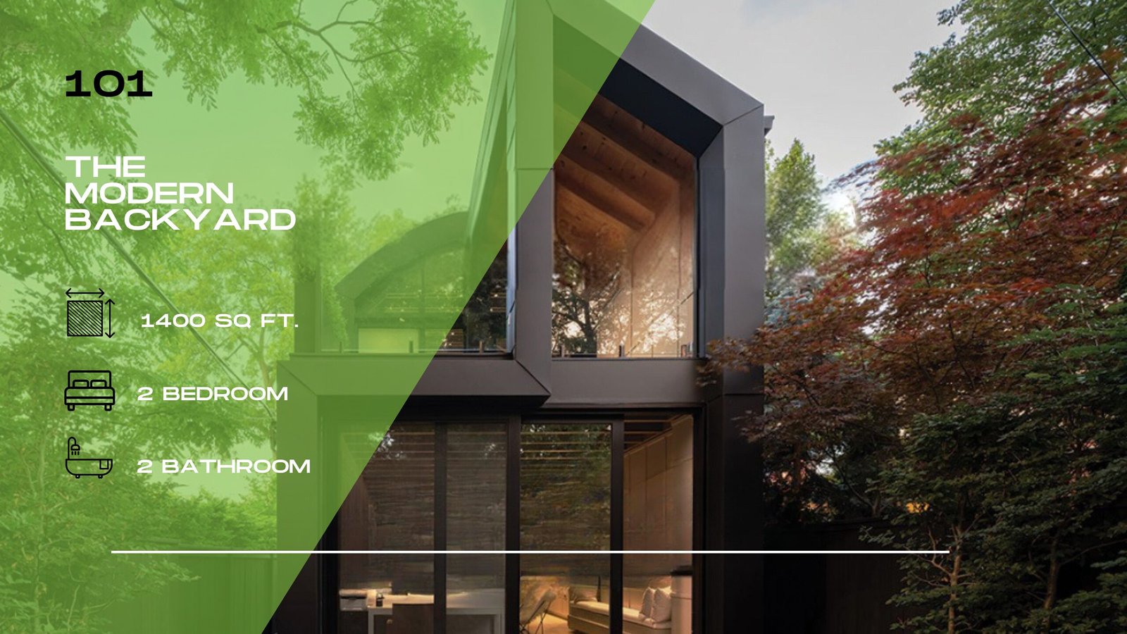 101 – The Modern Backyard | 2 Bed · 2 Bath · 1,260 SF (Secondary Suite)